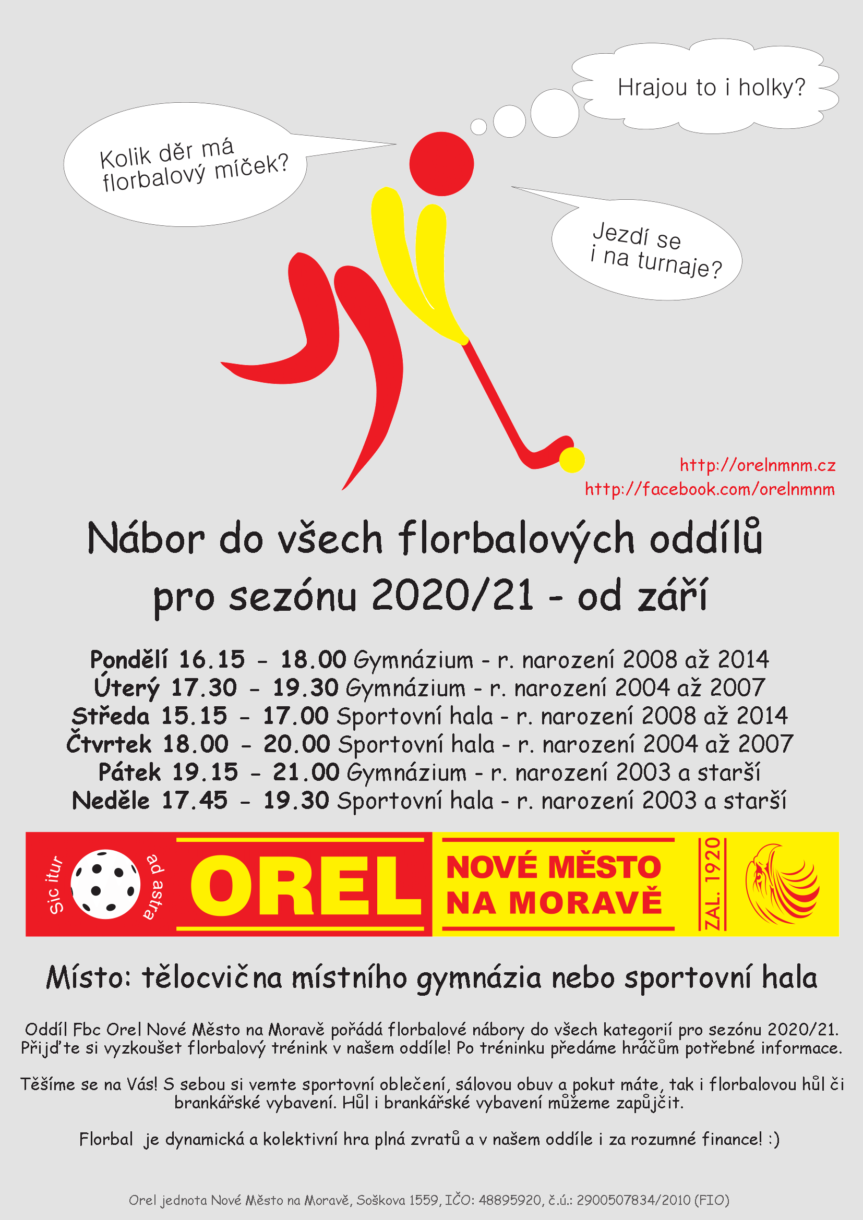 Florbalový NÁBOR – na všech trénincích mládeže