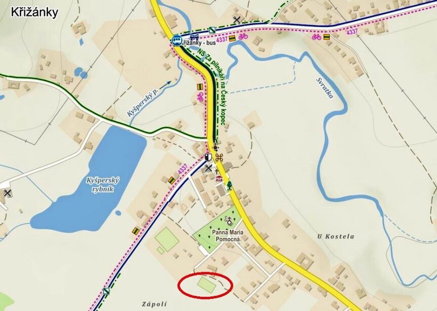 mapka Křížánky boulder 2020
