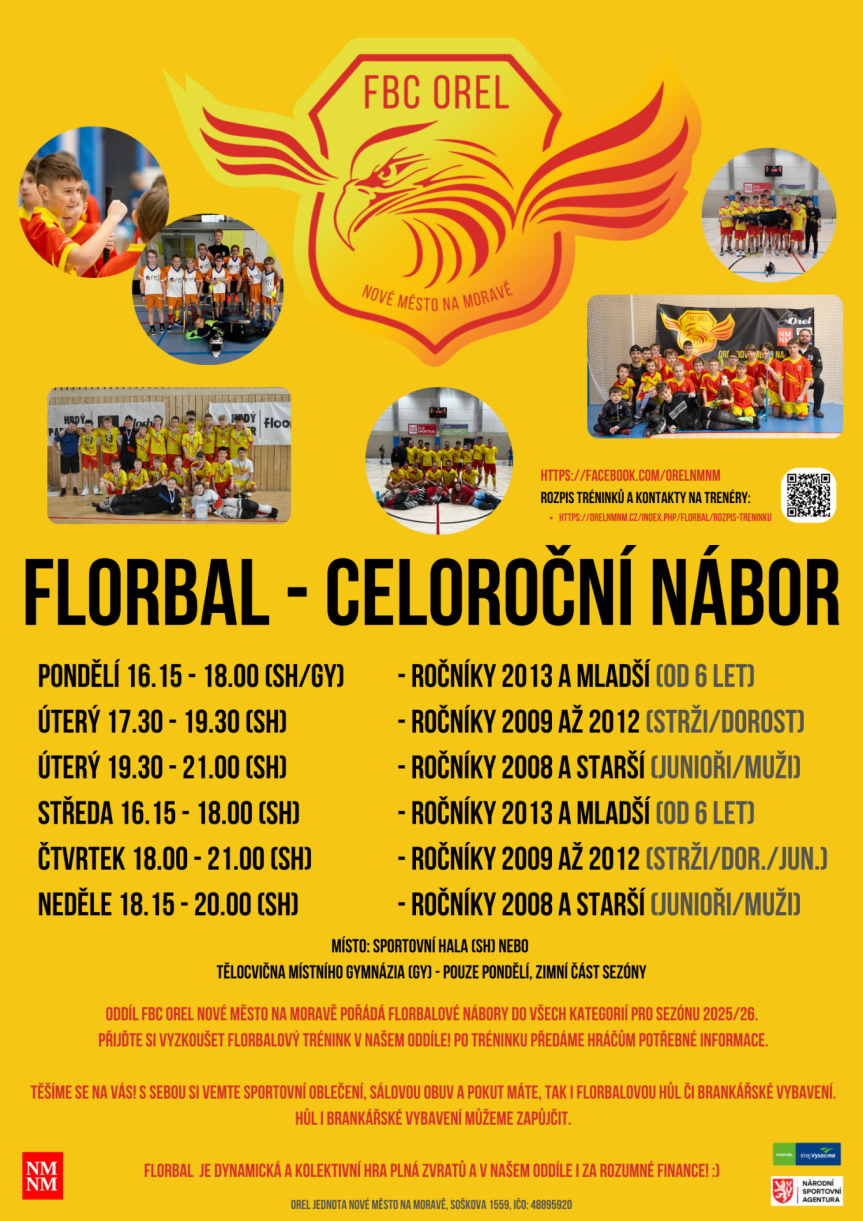 Florbalový NÁBOR (středa) – ročníky 2013 a mladší