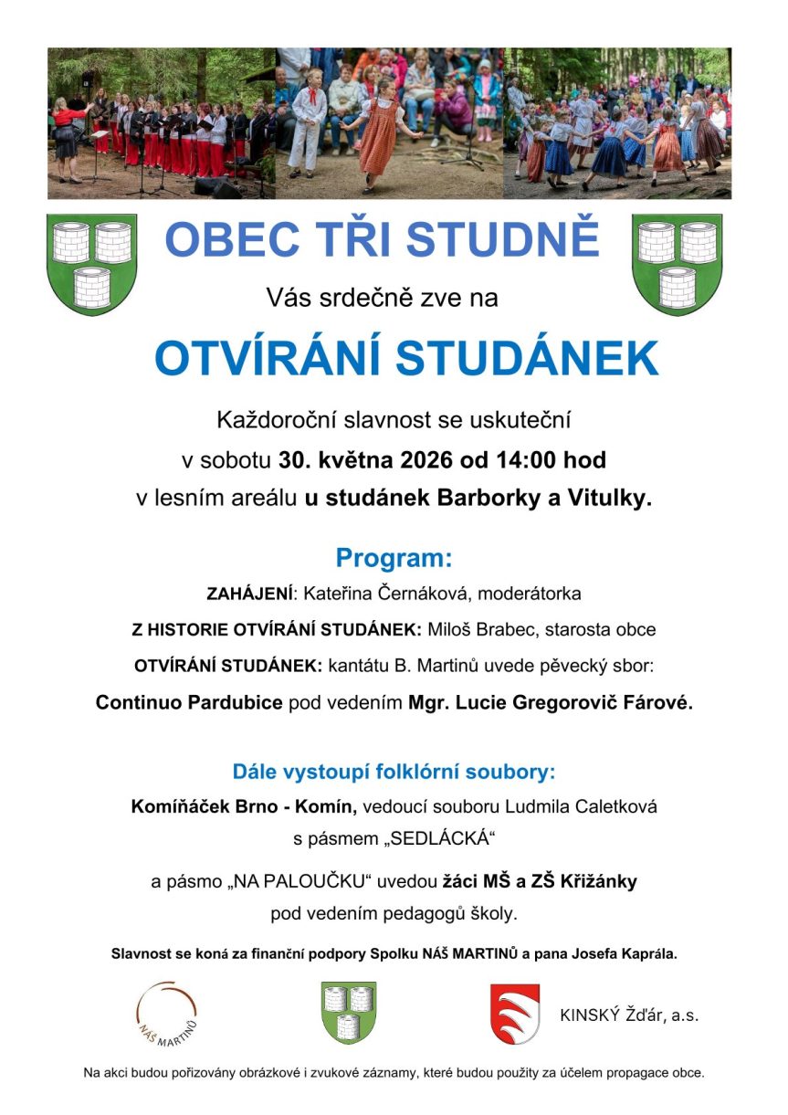 Otvírání studánek na Třech studních