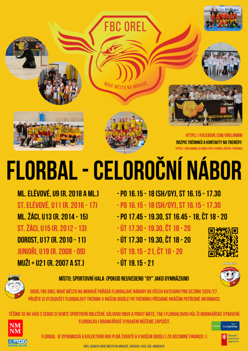 Florbalový NÁBOR (úterý) – ročníky 2008 až 2013